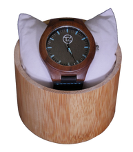 Load image into Gallery viewer, Cruizers | Waterproof Dark Bamboo Watch | Black Leather Band | TZ Lifestyle