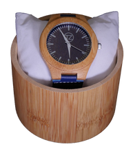 Load image into Gallery viewer, Timez Two | Waterproof Light Bamboo Watch | Blue Leather Band | TZ Lifestyle