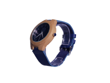 Load image into Gallery viewer, Timez Two | Waterproof Light Bamboo Watch | Blue Leather Band | TZ Lifestyle