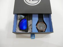 Load image into Gallery viewer, TZ LIFESTYLE | Seaside Essentials Pack | Polarized Blue Floating Bamboo Sunglasses with Black Waterproof Wood Watch