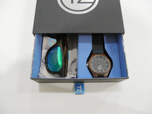 Load image into Gallery viewer, TZ LIFESTYLE | Boardwalk Essentials Pack | Polarized Green Floating Bamboo Sunglasses with Black Waterproof Wood Watch