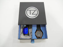 Load image into Gallery viewer, TZ LIFESTYLE | Little Gromm Essentials Pack | Kids Polarized Blue Floating Bamboo Sunglasses with Black Waterproof Wood Watch