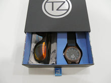 Load image into Gallery viewer, TZ LIFESTYLE | Volcanic Essentials Pack | Polarized Red Floating Bamboo Sunglasses with Black Waterproof Wood Watch