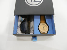 Load image into Gallery viewer, TZ LIFESTYLE | Deep Sea Essentials Pack | Black Floating Bamboo Sunglasses with Tan Waterproof Wood Watch