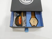 Load image into Gallery viewer, TZ LIFESTYLE | Cali Essentials Pack | Light Red Floating Bamboo Sunglasses with Tan Waterproof Wood Watch