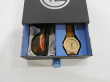 Load image into Gallery viewer, TZ LIFESTYLE | Volcanic Essentials Pack | Polarized Red Floating Bamboo Sunglasses with Tan Waterproof Wood Watch