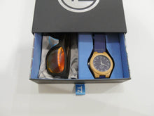 Load image into Gallery viewer, TZ LIFESTYLE | Volcanic Essentials Pack | Polarized Red Floating Bamboo Sunglasses with Blue Waterproof Wood Watch