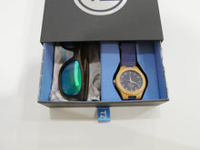 Load image into Gallery viewer, TZ LIFESTYLE | Boardwalk Essentials Pack | Polarized Green Floating Bamboo Sunglasses with Blue Waterproof Wood Watch