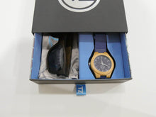 Load image into Gallery viewer, TZ LIFESTYLE | Deep Sea Essentials Pack | Black Floating Bamboo Sunglasses with Blue Waterproof Wood Watch