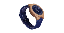 Load image into Gallery viewer, Timez Two | Waterproof Light Bamboo Watch | Blue Leather Band | TZ Lifestyle