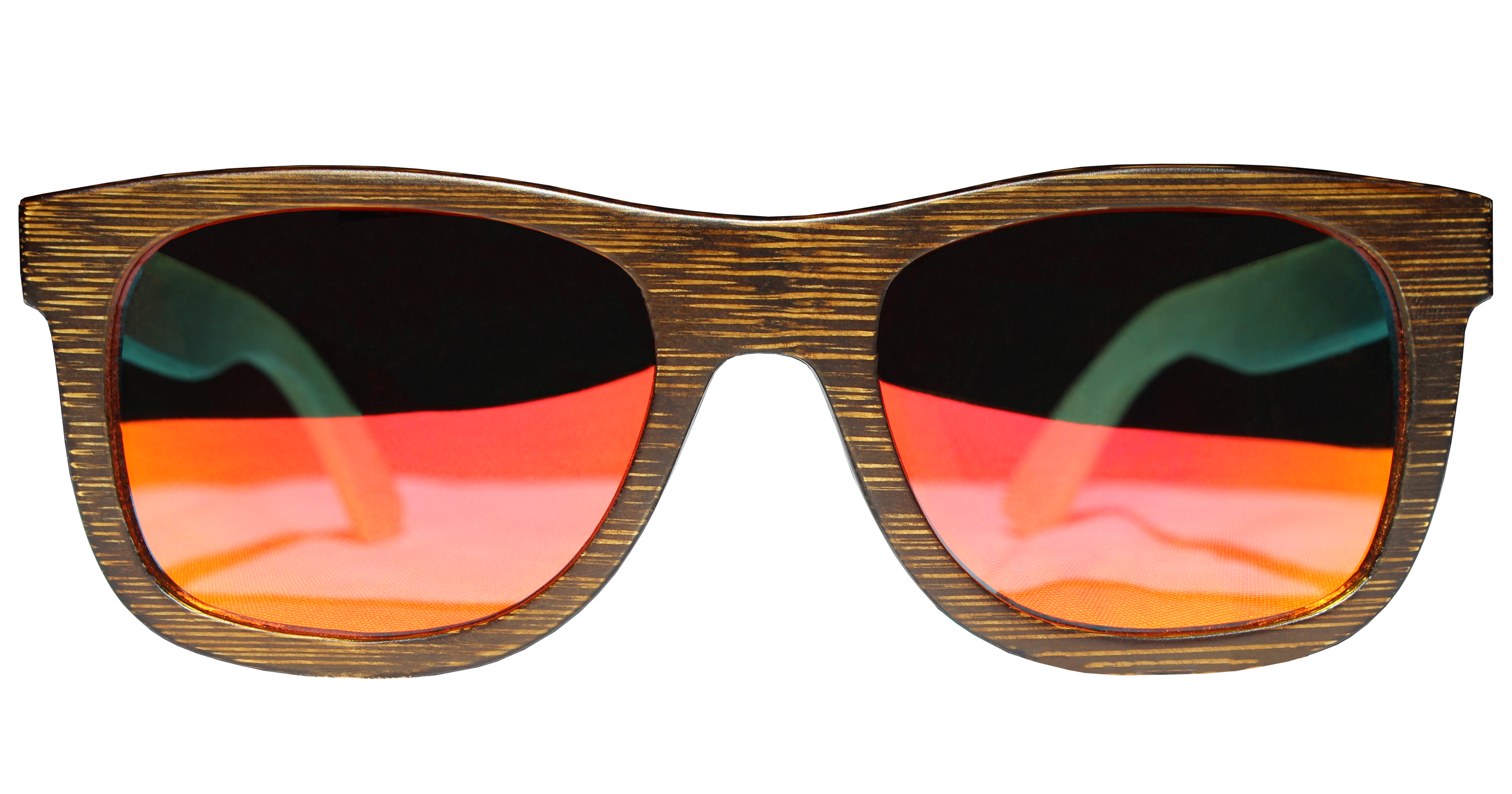 TruWood Sport Light Bamboo Wood Rectangle Sunglasses Sunset Lens