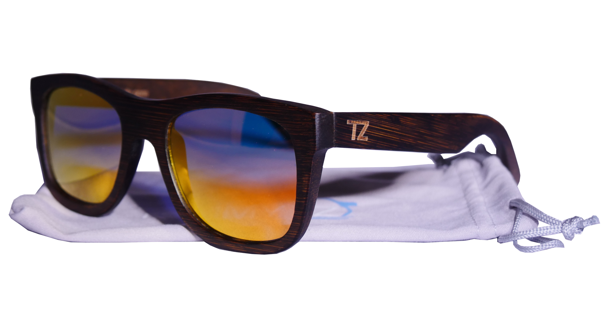 TruWood Sport Light Bamboo Wood Rectangle Sunglasses Sunset Lens