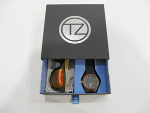 TZ LIFESTYLE | Cali Essentials Pack | Light Red Floating Bamboo Sunglasses with Black Waterproof Wood Watch