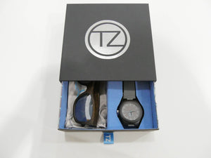TZ LIFESTYLE | Glacier Essentials Pack | Polarized Mirrored Floating Bamboo Sunglasses with Gray Waterproof Wood Watch